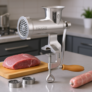 Picadora de carne manual Vevor de acero inoxidable con abrazadera de sobremesa y 2 placas de molienda para hacer salchichas en casa. - Product Image 2