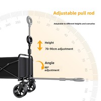 Chariot de camping pliable en acier de marque SYNC avec roues tout-terrain, poignée rétractable - Capacité extra-large pour pique-nique et vente ambulante