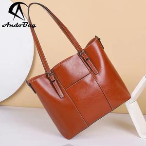 AndoBag Genuine Cow Leather Tote <b>Bags</b> for Women Lady Shoulder Crossbody <b>Bag</b> Fashion <b>Large</b> Capacity Commuter <b>Work</b> Handbag 55-802 - Product Image 1