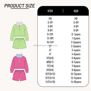 Ensemble deux pièces boutique pour petites filles : Sweat-shirt imprimé personnalisé à demi-zip, manches longues, col à carreaux et short à poches - Product Image 5