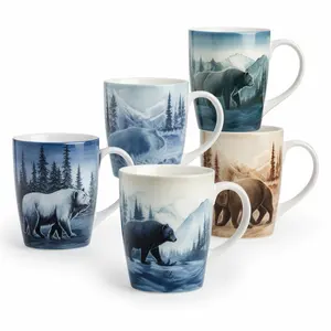 Alaska doğa temalı hatıra kahve kupa Alaska yaban hayatı tatil hatıra seramik fincan