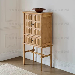 Scandinavian Solid Wood <b>Tall</b> Cabinet with Raised Panel Doors and Drawer Modern Living Room <b>Storage</b> Furniture - Product Image 5
