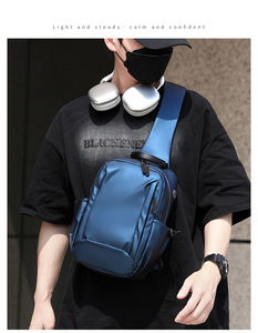 New Korean Style PU Leather Waterproof Chest <b>Bag</b> Men Crossbody Sling <b>Bag</b> Men Custom Crossbody Fanny Pack - Product Image 6
