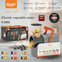 RAF R.8808 500W Coupe-légumes électrique 6-en-1 avec large goulotte, six accessoires, lavable, pour trancher, râper, hacher et faire des frites