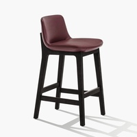 Chaise de bar style américain en bois massif, design industriel vintage, tabouret haut en cuir avec dossier, usage commercial pour cafés et comptoirs de bar