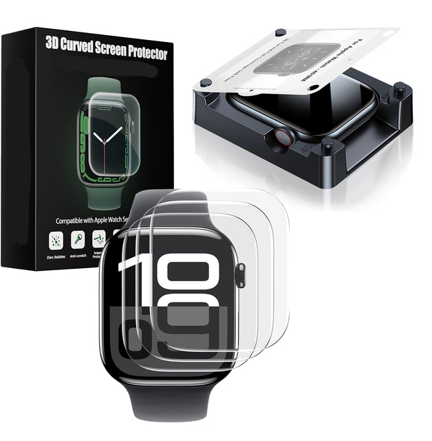 Factory Custom 3D Smart Watch TPU Screen Protector for Apple Watch Series 12 46mm 42mm 40/44mm Magic Box Dust Free Easy Install