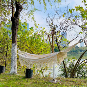 <span class=keywords><strong>Hamac</strong></span> suspendu en macramé en coton, style princesse bohème, haute qualité, design moderne, portable, pour jardin, plage, cour extérieure - Product Image 5