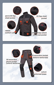 Conjunto de ropa de trabajo de pantalón y chaqueta de corte regular para uso en exteriores, lona pesada con bolsillos interiores seguros para uniformes de tripulación de logística - Product Image 6