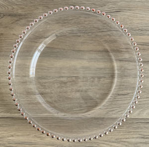 Assiette de rangement en verre de luxe de 13 pouces pour mariage assiette transparente avec bordure rose/or/noir/argent verrerie en gros - Product Image 3