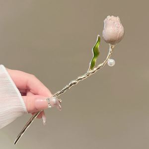 Vintage Chinese Women's Hair Stick Women Elegant Metal Enamel Hair Stick <b>Spring</b> Flower Element Hairpin Hanfu Hair Accessories - Product Image 5