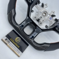 Volant en fibre de carbone noir brillant de haute qualité CCExcellent avec dessus rond et dessous plat pour Dodge Ram 2015-2022