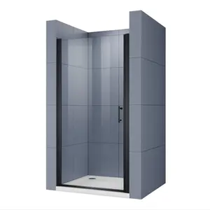 Oumeiga 28 inch wide wall to wall semi frameless shower screen glass shower doors with slide pivot