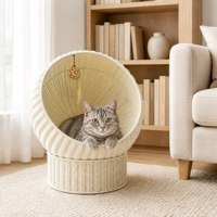 Lit semi-fermé pour animaux de compagnie, hamac pour chat, lit chaud tissé pour chat, villa pour chat, cage en rotin tissé, panier de rangement pour chat et chien