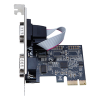 IOCREST PCIe Dual Serial Card ASIX AX99100 Chip 2x RS232 DB9 Ports 25Mbps Adaptor Industri Bersertifikasi FCC untuk Windows/Linux Low