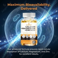 AegleWell OEM Gélules de Calcium, Magnésium, Zinc et Vitamine D3 pour le Soutien Osseux et Dentaire, Renforcement Immunitaire, Supplément Minéral, Fabriqué en Installation Certifiée GMP