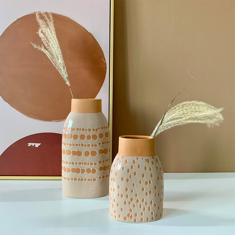 Керамическая ваза в скандинавском стиле, размер под заказ, оранжевая глазурованная ваза, украшение для дома, вечеринки, цветов