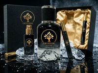 Flacon de parfum en verre cylindrique transparent vide de luxe en gros, 30 ml, 50 ml, 100 ml, avec logo personnalisé, avec diffuseur, boîte prête