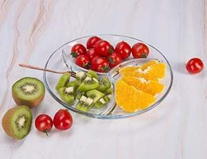 Plateaux de service ronds en <span class=keywords><strong>verre</strong></span> <span class=keywords><strong>trempé</strong></span>, 3 sections, 10 pouces de diamètre, ensemble de 2 - Product Image 5