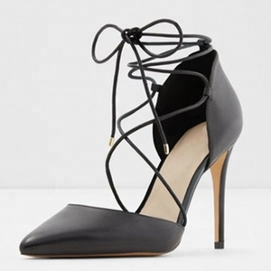 Escarpins à bout pointu pour femme à brides croisées, grande taille, talon aiguille, chaussures habillées jaunes à lacets - Product Image 2