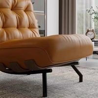 Chaise longue moderne en cuir italien canapé simple chaise de loisirs cadre en bois salon maison hôtel meubles chaises d'appoint