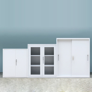 Armoire en acier avec porte coulissante en verre, armoire basse en acier, armoire à dossiers à 2 portes coulissantes - Product Image 1
