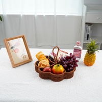 Panier de rangement en PP imitation rotin à quatre compartiments, en forme de fleur, pour fruits, noix, pique-nique, maison, salon, et comme séparateur de collations