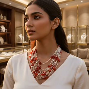 Collar de Piedras Rojas Hipoalergénico para Mujer, Joyería de Moda - Product Image 4