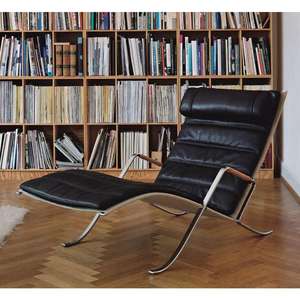 Sillón Chaise Longue de Estilo Moderno de Mediados de Siglo, Piel Sintética FK87, Silla Grasshopper, Silla de Descanso con Brazos, Ecológica, para Sala de Estar o Dormitorio - Product Image 3