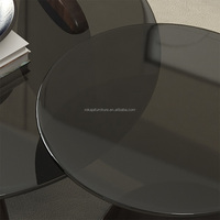 Table basse ronde de salon, design minimaliste, table basse en verre trempé, ensemble de tables basses, base en bois massif moderne