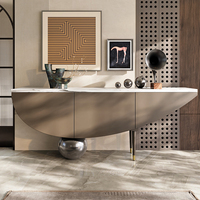 Buffet italien de luxe à cadre en bois massif Table de couloir pour la maison moderne avec armoire de rangement en forme de bateau pour le salon et la salle à manger