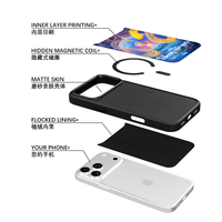 Coque de téléphone AG Feeling Black Edge avec motif serpent doré pour iPhone 17, 17 Pro Max, 16 Pro, 15, 15 Pro Max, 15 Pro, 14 Pro Max – Coque magnétique