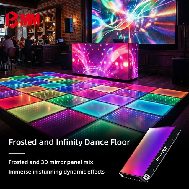 MM Magnetic LED Floor Tiles Sensor Interactive Dancing Floor Light up with Piano Effect for Wedding Events Parties Entertainment