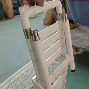 Jia Mingwei <b>Shower</b> Chair Stainless Steel <b>Folding</b> Bath <b>Stool</b> Non Slip Safety Seat Standard Size Yellowish White - Product Image 2