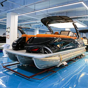 Kinocean Party luxury pontoon boat with a bar private luxury yacht luxury tritoon fiberglass factory customized for sale