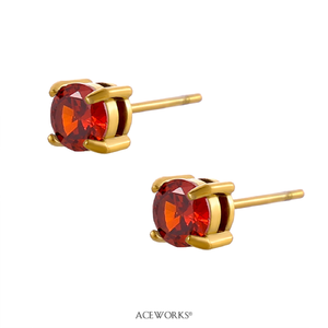 ต่างหูเพชรพลอยเพทายประจำเดือนเกิด |   เครื่องประดับสแตนเลสสตีลชุบทอง 18K PVD ประดับเพชร CZ รูปทรงกลมตามเดือนเกิด |   ป้องกันการแพ้, กันน้ำ - Product Image 6
