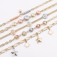 Nouveau Bracelet Tricolore en Cuivre avec Perles Vierge Marie pour Femme, Pulsera Muje Virgen De Guadalupe, Bracelets 14K en Or Laminé