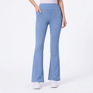 Pantalones de Yoga de Cintura Alta para Mujer, Tallas Grandes, Pierna Ancha, Spandex/Nylon, Secado Rápido, Transpirables, Efecto Levanta Glúteos, para Verano - Product Image 3