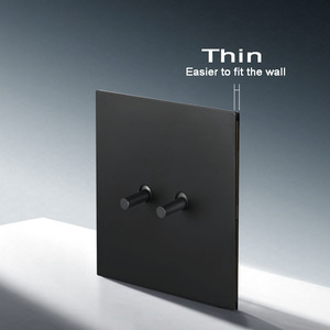 86mm phong cách đơn giản màu đen phổ chuyển đổi chuyển đổi bảng điều khiển bằng thép không gỉ Châu Âu đa chức năng Ổ cắm ổ cắm nhà máy Bán Sỉ - Product Image 3