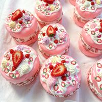 Squishy gâteau fraise fait main, jouet anti-stress en forme de cœur, squishy dessert mignon pour ASMR