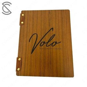 Artículos de Alta Gama para Comercio Transfronterizo, Ecológicos, Premium, Impermeables, de Madera de Nogal Vintage, Menú de Madera Contrachapada, Guía de Servicios de Hotel, Libro de Menú con Clip para Cafetería - Product Image 2