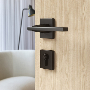 Chất Lượng Cao Hiện Đại Nhôm Màu Đen Nội Thất Tay Nắm Cửa Thiết Lập Với Khóa Chìa Khóa Cho Khách Sạn Nhà Căn Hộ Phòng Ngủ - Product Image 4