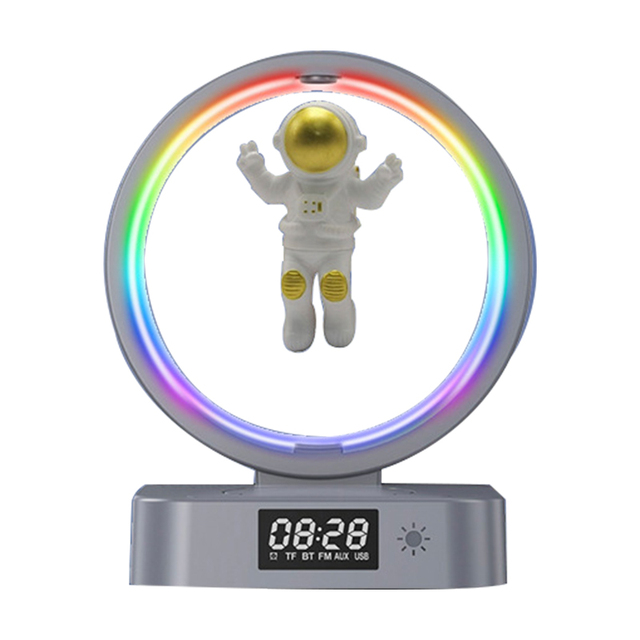 Maglev  Speaker Customized Logo Astronaut Night Light Clock Audio Subwoofer Wireless  Speaker
