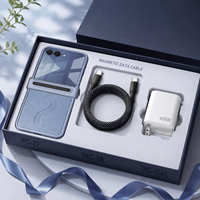 Étuis de téléphone pliables de luxe avec support anneau et câbles USB pour la série Galaxy Z Flip IPC-22 23 24 26 27 IMC-08 – Coffret cadeau