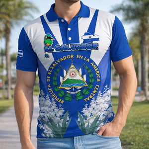 Camiseta Polo Personalizada Que Viva El Salvador <span class=keywords><strong>Guardabarranco</strong></span> 503, Día de la Independencia, Orgullo, Camisetas Polo de Poliéster de Alta Calidad - Product Image 1