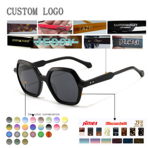 Custom Logo Oversized Square Full Rim Sunglasses Solid Black Frame Resin Lens Anti-Uv Protection Unisex Adult - Product Image 1