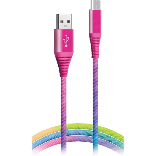 Cabo de carregamento arco-íris de tecido multifuncional para celular, cabo de carregamento com conector USB 2.0 para celular, produto por atacado