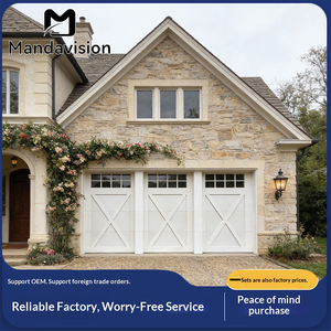 MAMDAVISION Porte de <span class=keywords><strong>garage</strong></span> extérieure en alliage d'aluminium à grain de bois, avec transom en treillis, styles d'ouverture multiples, télécommande, personnalisable - Product Image 5