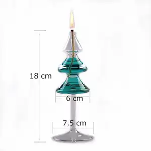 Desktop domestico lampade Decorative burro olio senza fumo fatte a mano alto vetro candelabro ornamenti a stelo lungo albero di natale lampade ad olio