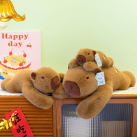 Coussin en peluche Capybara couché Kawaii, jouet en peluche doux pour enfants, poupée mignonne et moelleuse pour le lit des enfants, cadeau d'anniversaire