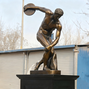 Outdoor Garden Home Decoration Ancient Greek Bronze Nude Black Man Thrower Sculpture Statue Life-Size Modern Plastic Custom - Product Image 1